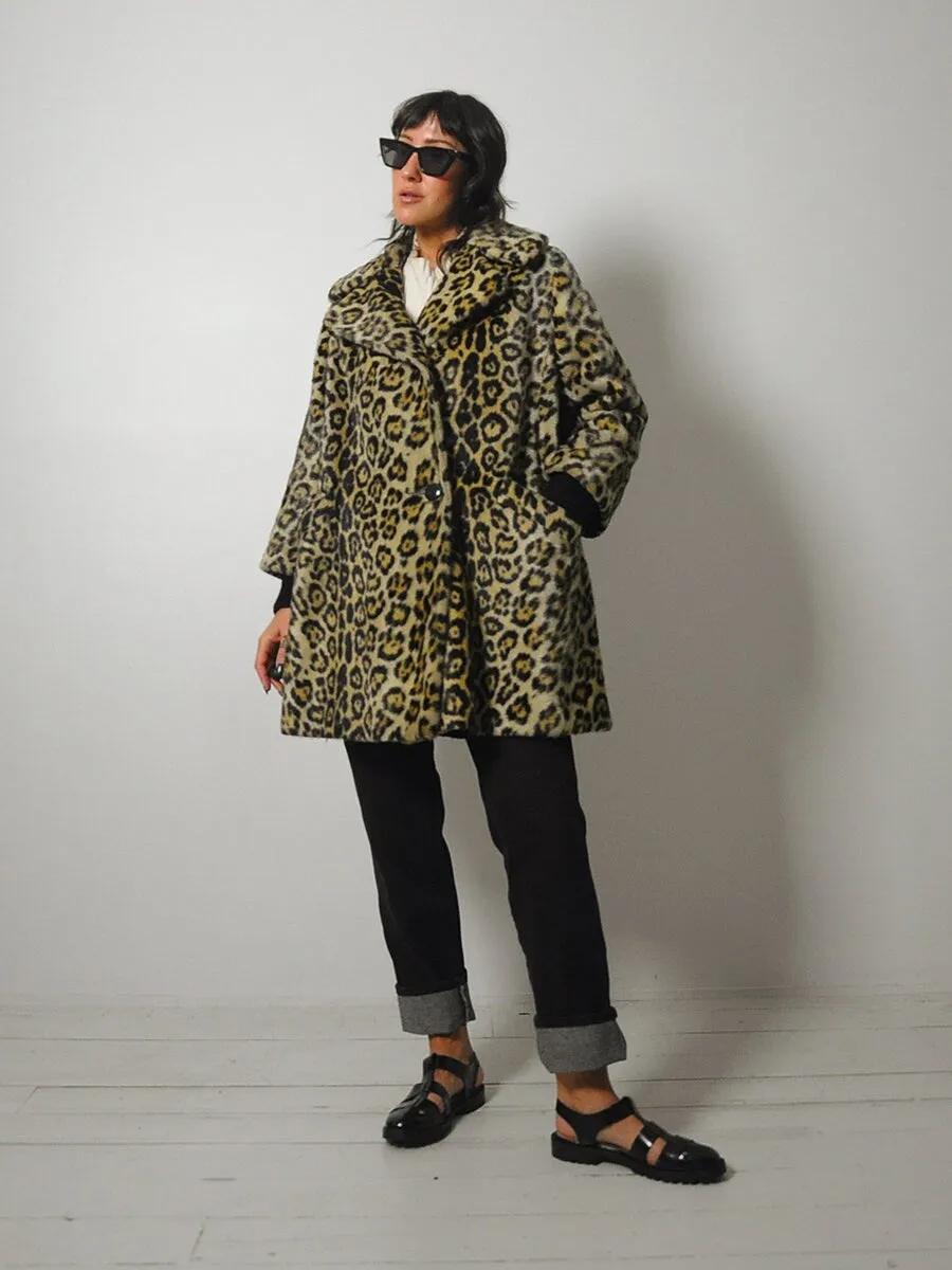 1960's Safari Faux Fur Leopard Coat