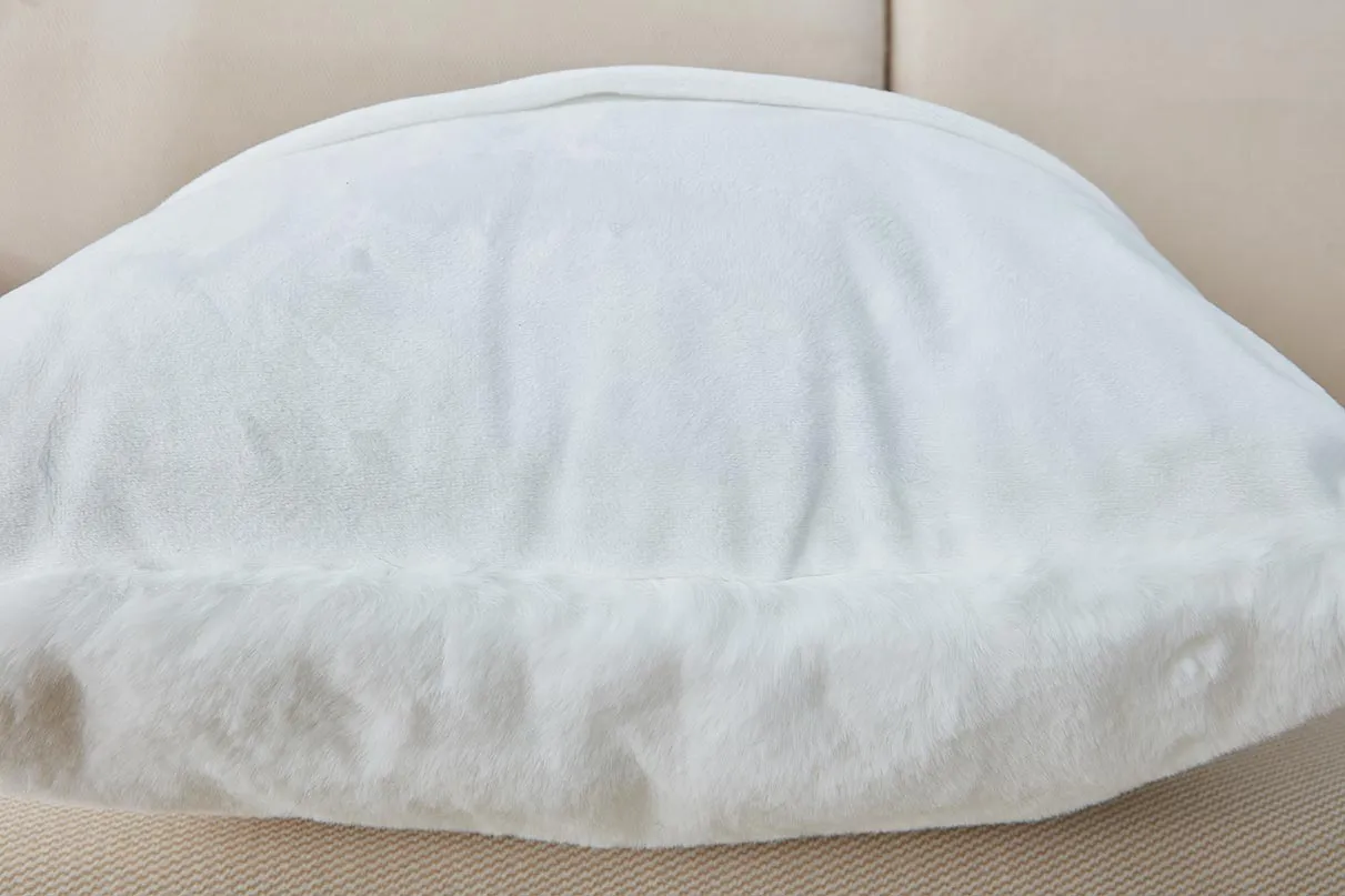 Agnes White Chinchilla Faux Fur Pillow