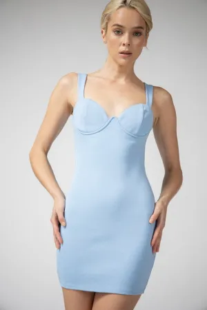 Angelica Baby Blue Bustier Bodycon Mini Dress