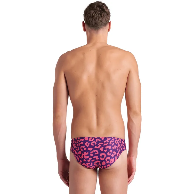 Arena - Leopard Skin Printed Mens Brief - Fuchsia Multi