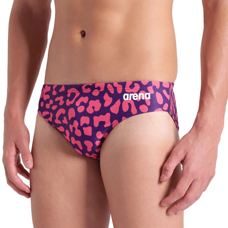 Arena - Leopard Skin Printed Mens Brief - Fuchsia Multi