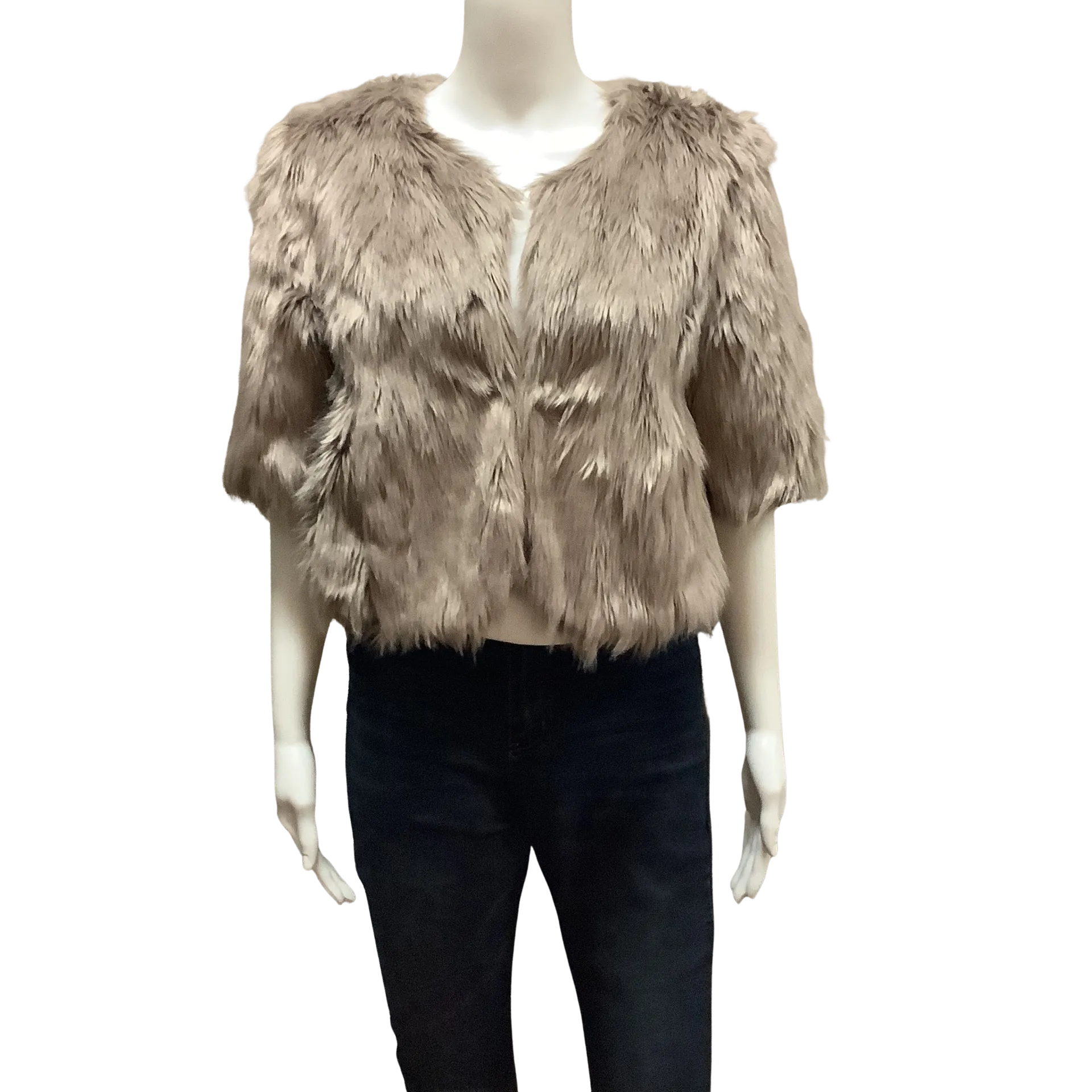 BCBG Maxamara Women's Jacket Tan Faux Fur Size: M