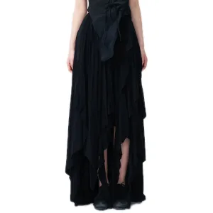 Black Multi-layer Knitted Maxi Skirt