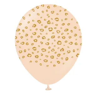 Blush Latex Balloons With Gold Leopard Animal Print | 11 INCH