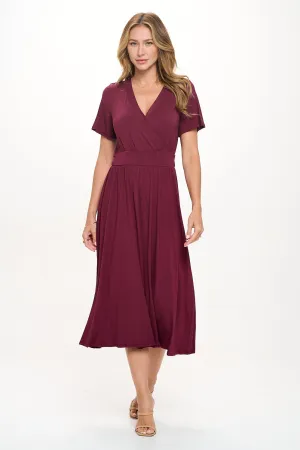 Candace Flutter Sleeve Faux-Wrap Midi Dress