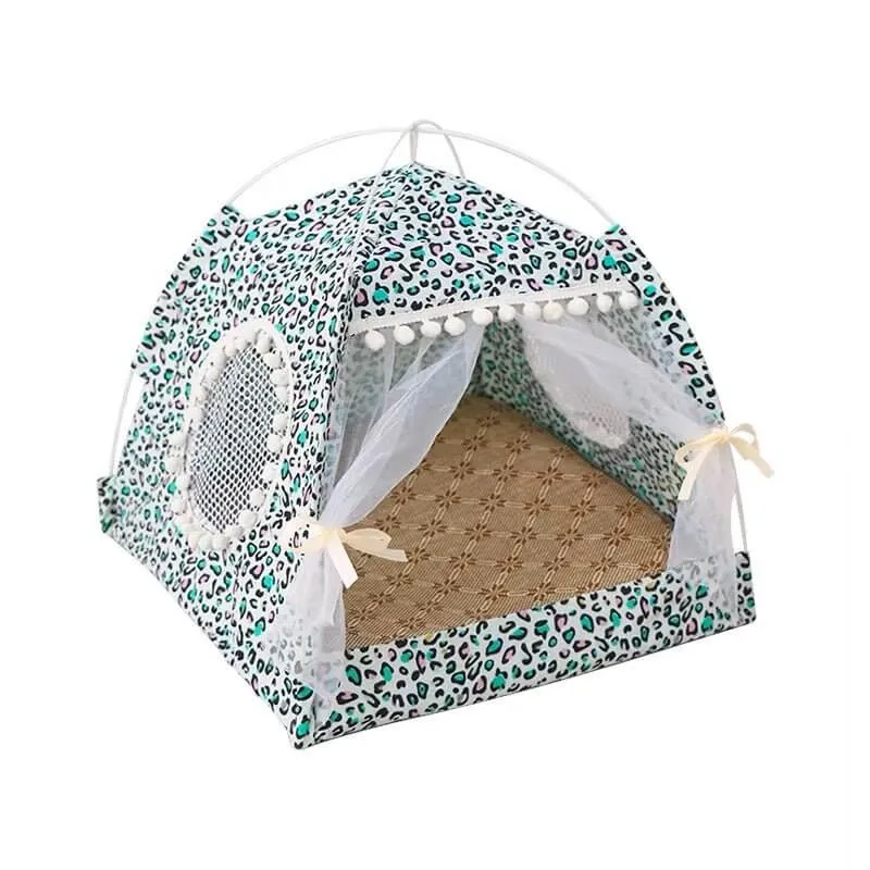 Cat Tent Princess Nest Leopard Print Pet Bed for Cat Small Dog