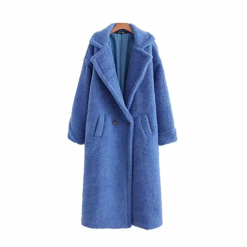 Chic Winter Luxury: Plush Faux Fur Teddy Coat with Fashionable Pockets