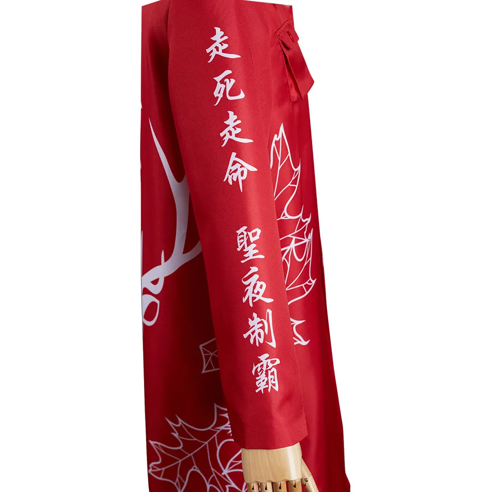 Christmas Style Bosozoku Kimono Cosplay Costume New Year Party Red Coat Outfits Halloween Carnival Suit