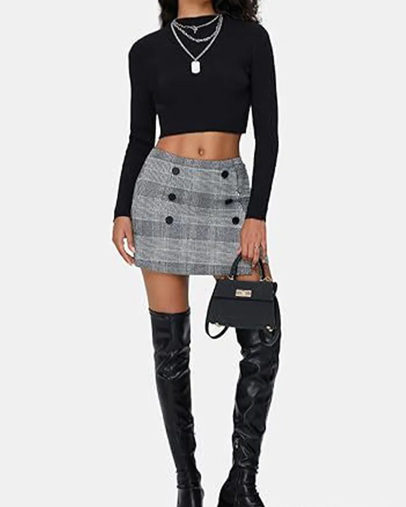 Coarse Tweed Mini Skirt