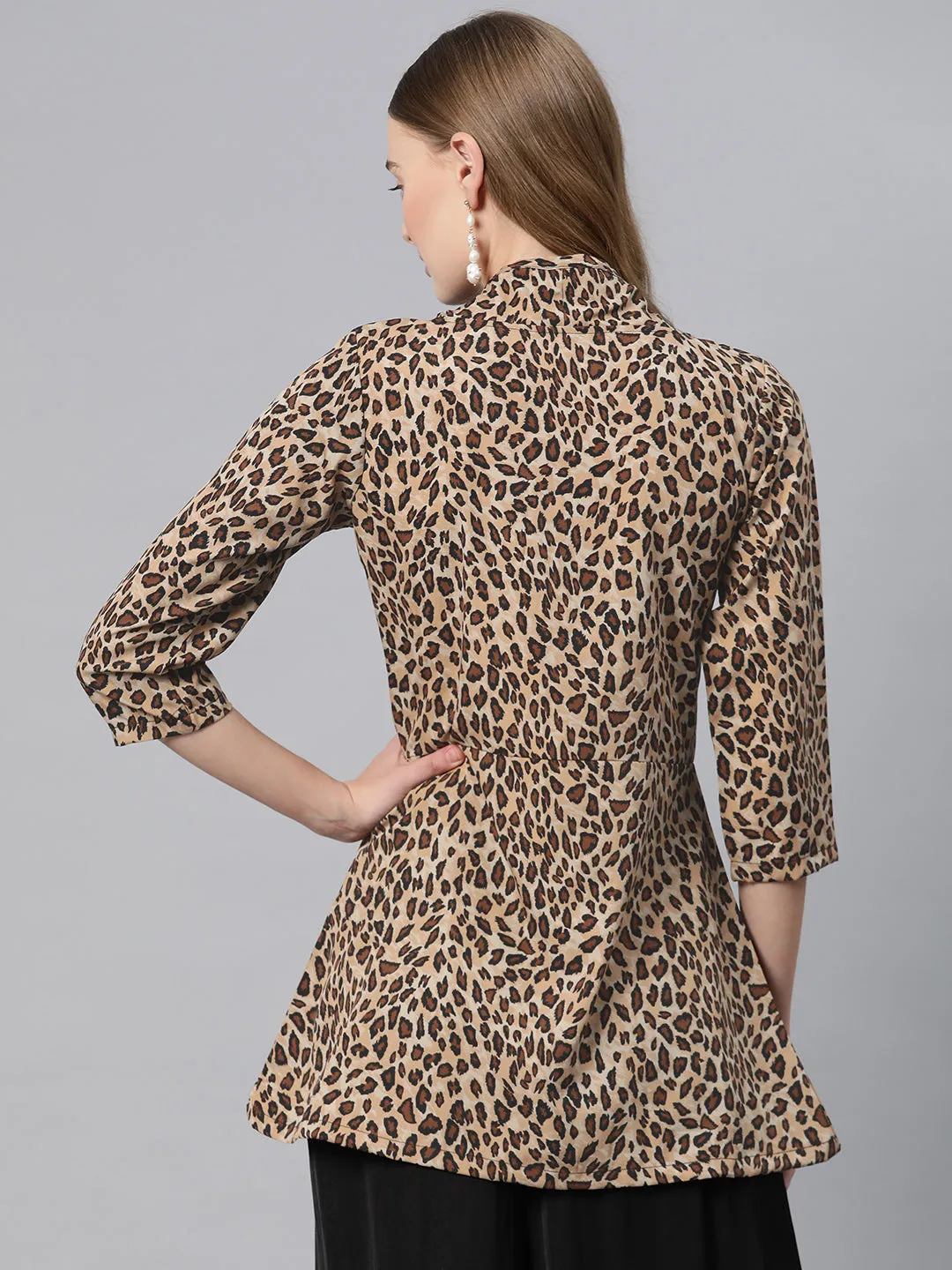 Cottinfab Animal Print Crepe Longline Top