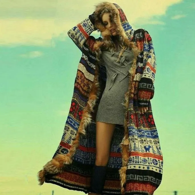 Double Layer Knitting Patchwork Long Sleeve Outwear