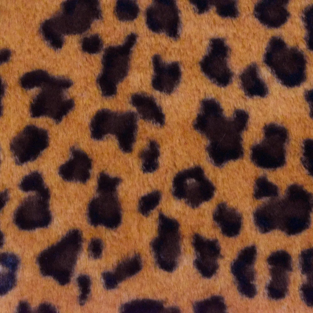 Earth Orange-Black-Brown Leopard Printed Faux Fur Stretch Knit Fabric