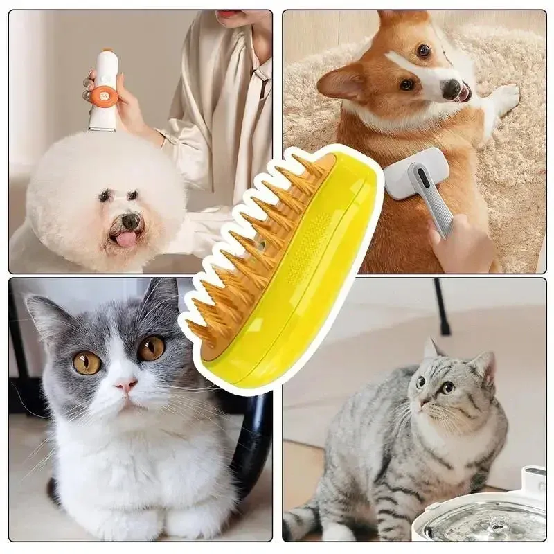 Electric Spray Water Spray Pet Cat/ Kitten & Dog/ puppy Grooming Comb with Soft Silicone Depilation Brush Bath Grooming