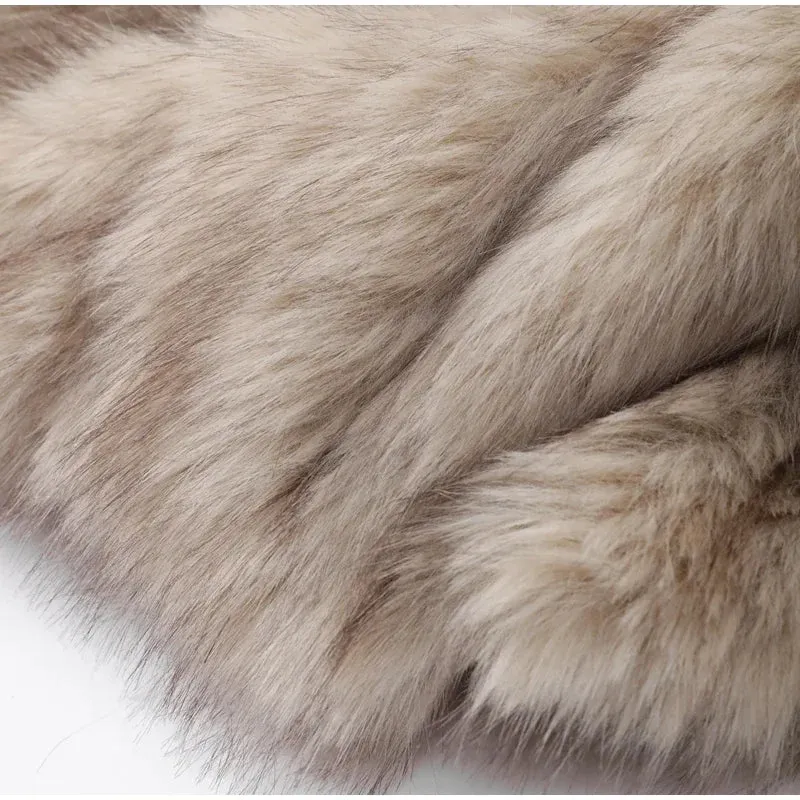 Elegant Fluffy Faux Fur Coat