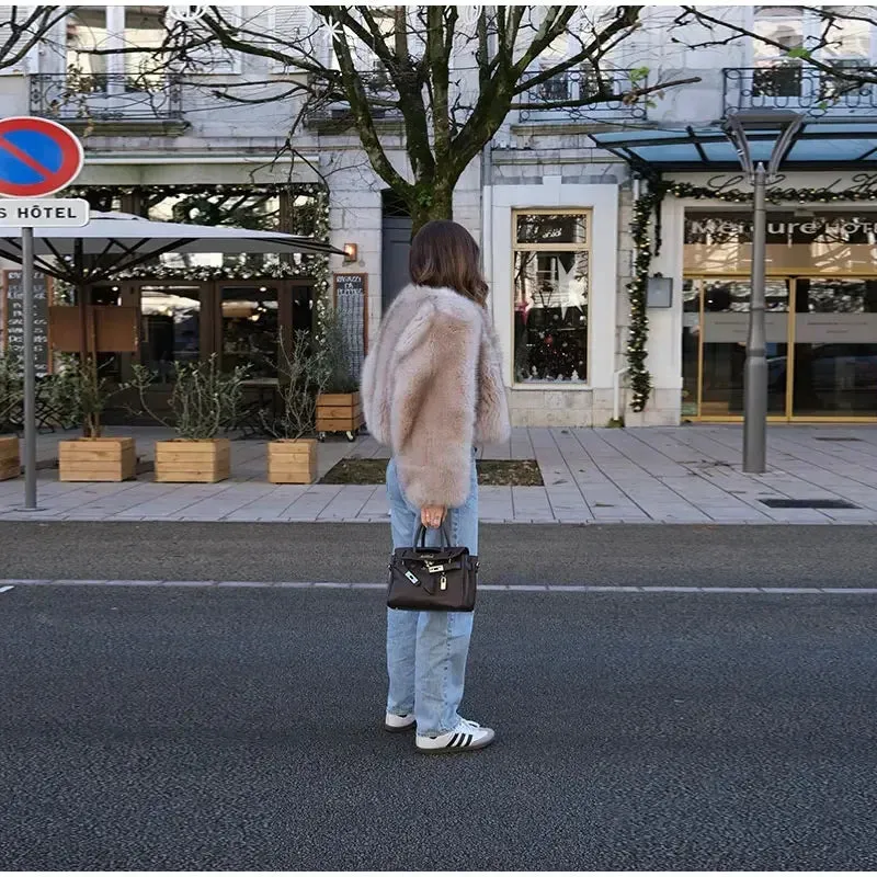 Elegant Fluffy Faux Fur Coat