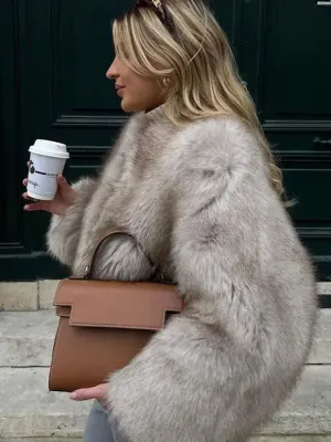 Elegant Fluffy Faux Fur Coat