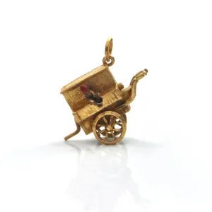 English 9K Gold Music Cart With Movable Monkey Charm (1957)