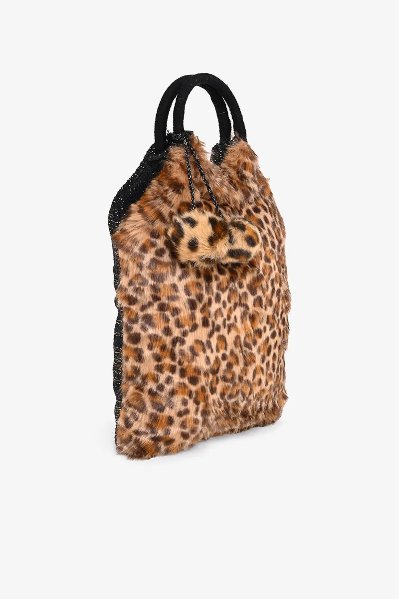 Faux Fur Fab Leopard Foldover Clutch