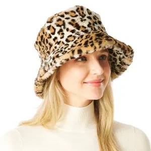 Faux Fur Leopard Bucket Hat