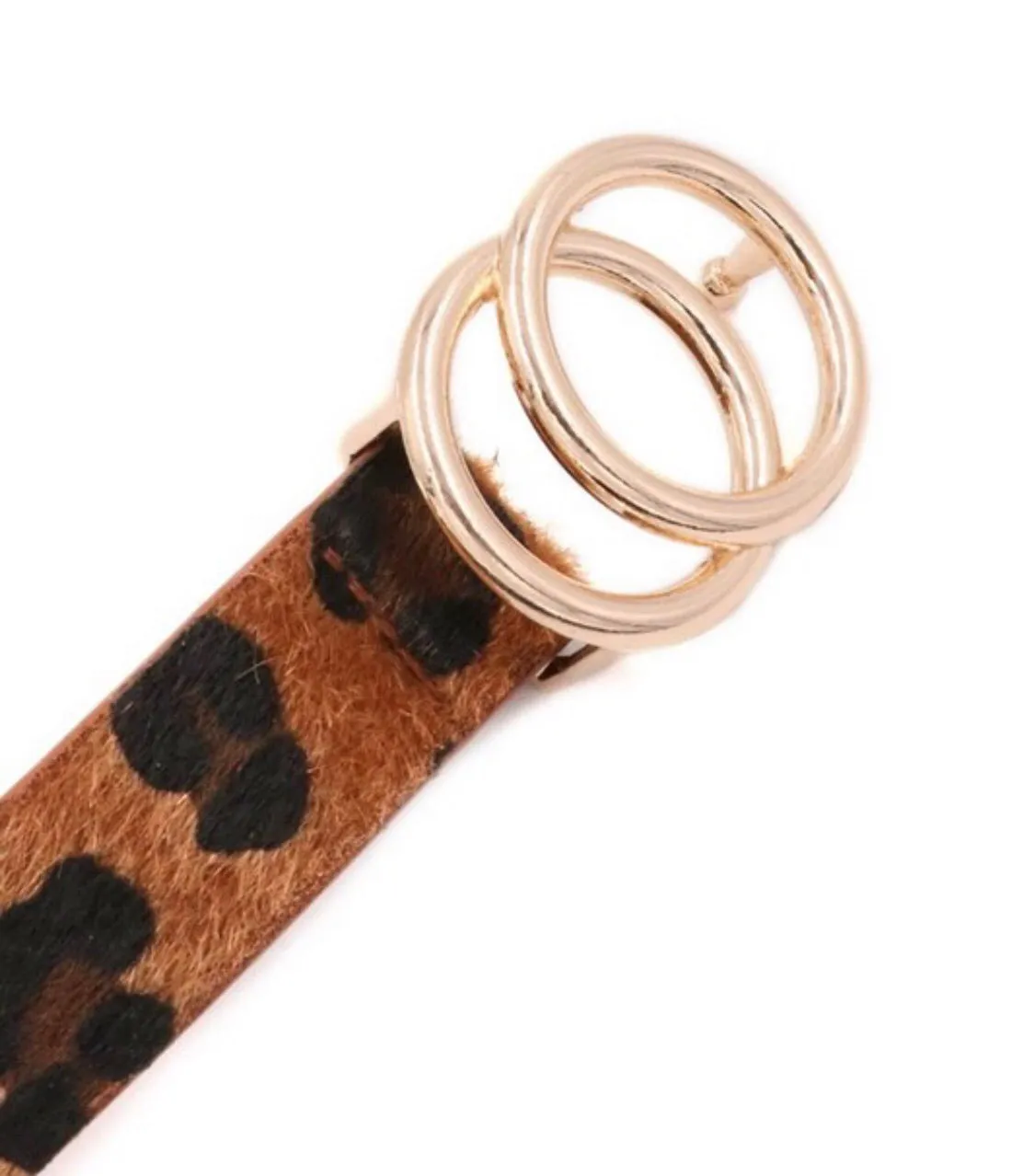 Faux Fur Leopard double Ring Belt