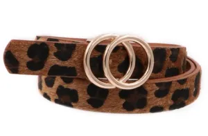 Faux Fur Leopard double Ring Belt