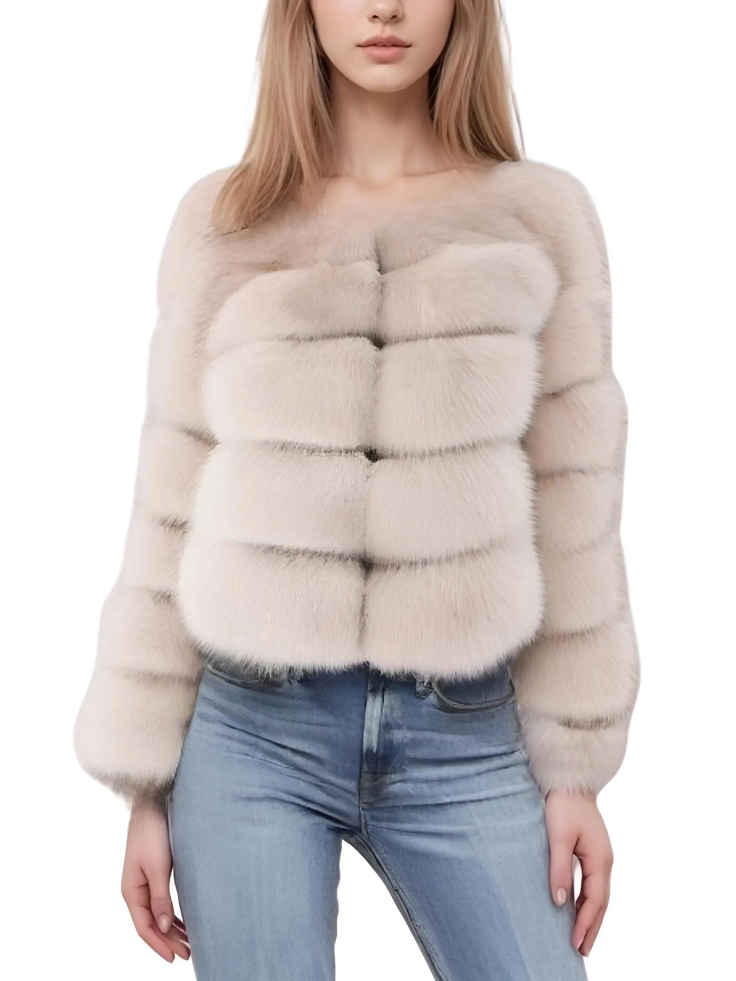 Faux Fur Short Coat Women's Cropped Artificial Fox Fur Jacket Women Winter Fluffy Top Thick Warm Furry Fur Outerwear