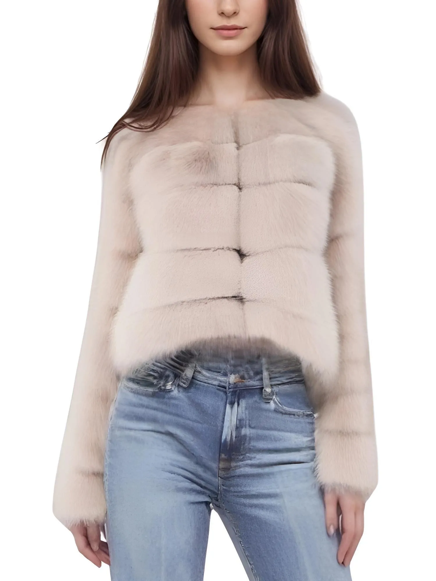 Faux Fur Short Coat Women's Cropped Artificial Fox Fur Jacket Women Winter Fluffy Top Thick Warm Furry Fur Outerwear