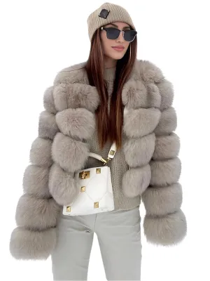 Faux Fur Short Coat Women's Cropped Artificial Fox Fur Jacket Women Winter Fluffy Top Thick Warm Furry Fur Outerwear