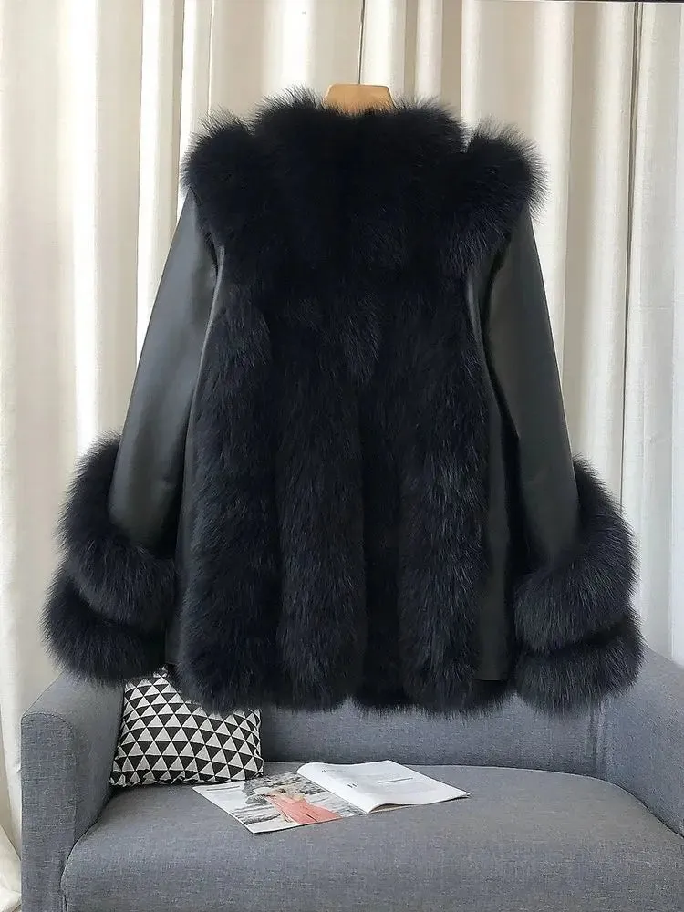 Genuine Fox Fur & Leather Jacket