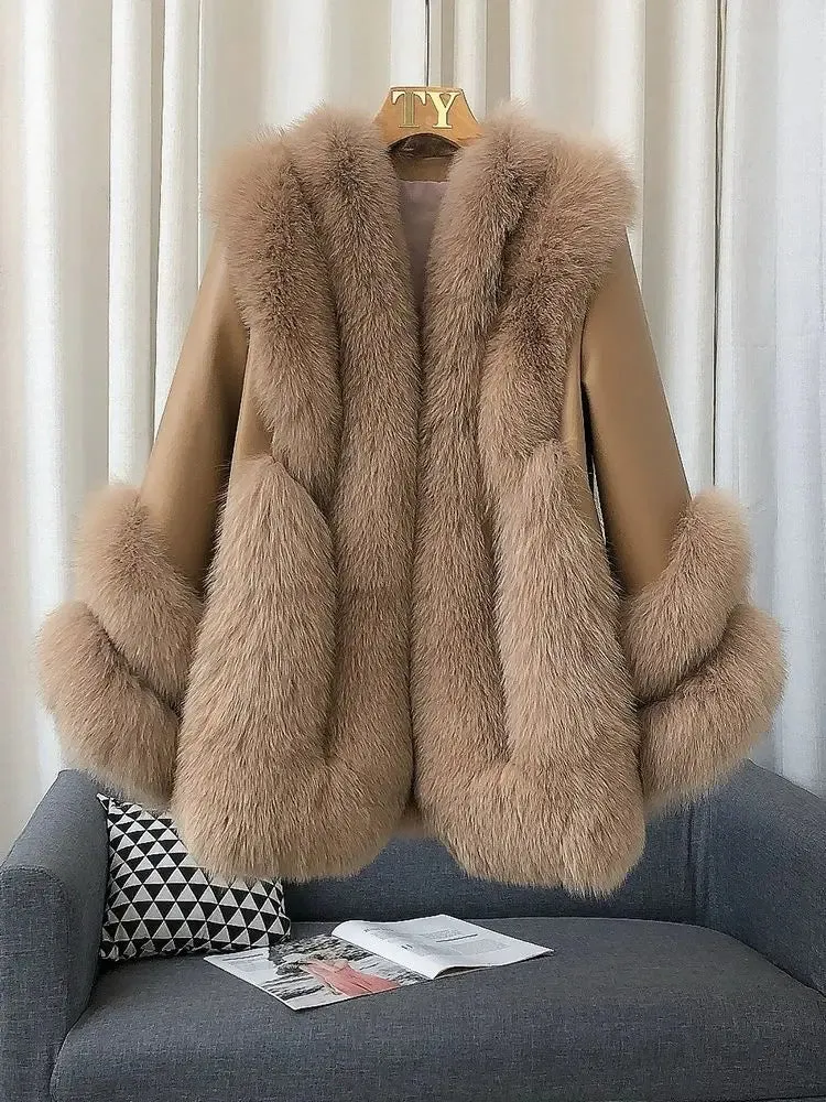 Genuine Fox Fur & Leather Jacket