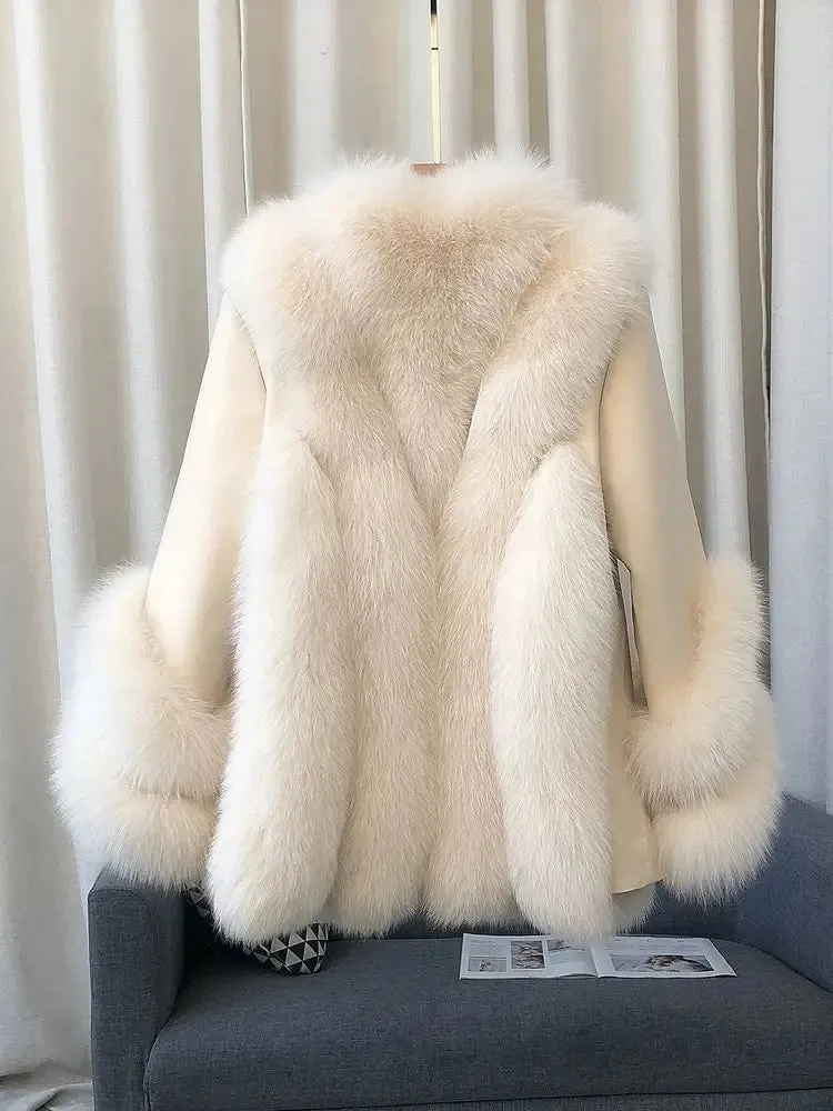 Genuine Fox Fur & Leather Jacket