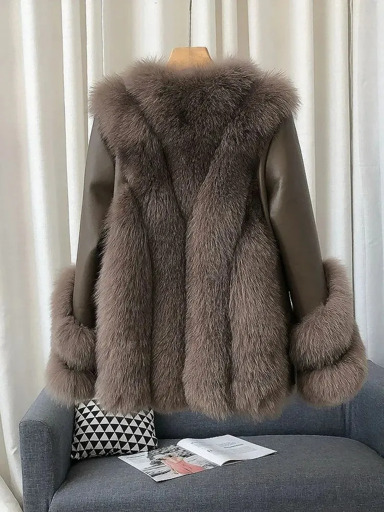 Genuine Fox Fur & Leather Jacket