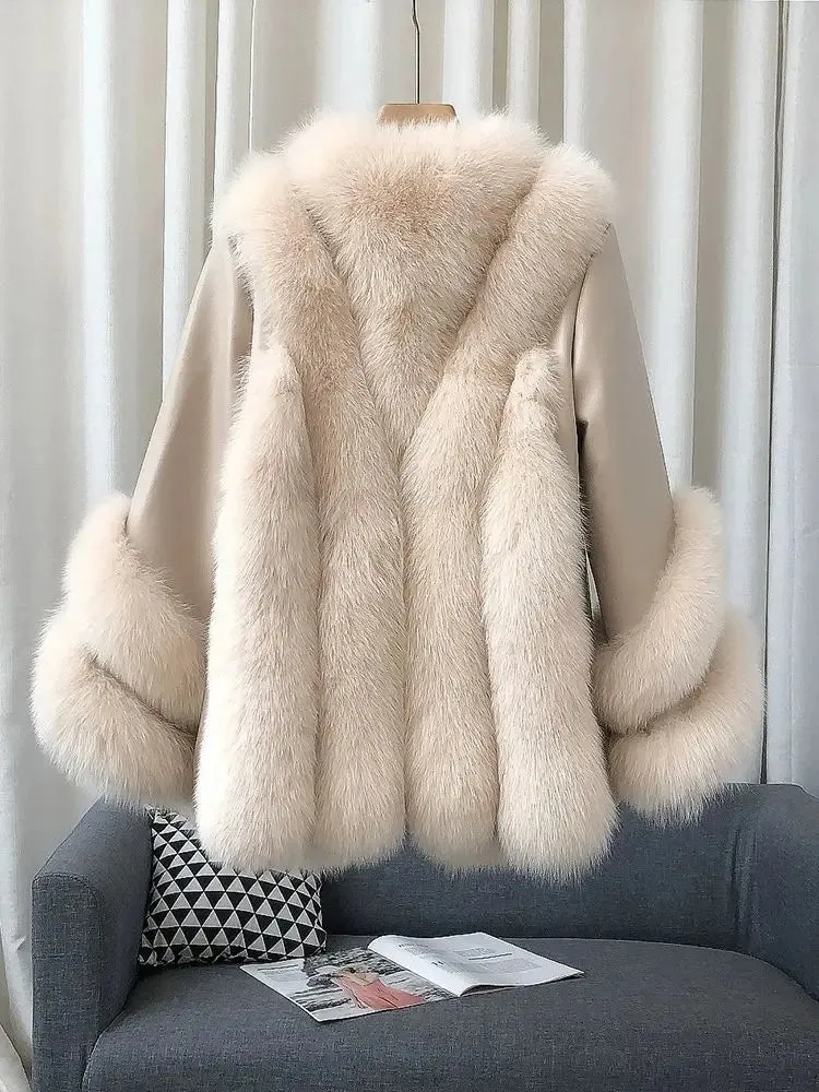 Genuine Fox Fur & Leather Jacket