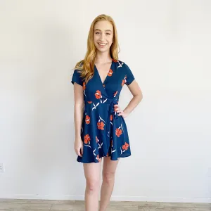 Gianni Bini Navy Floral Wrap Dress Small