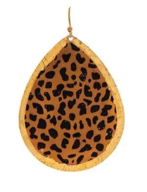 Gold Edge Leopard Print Earring