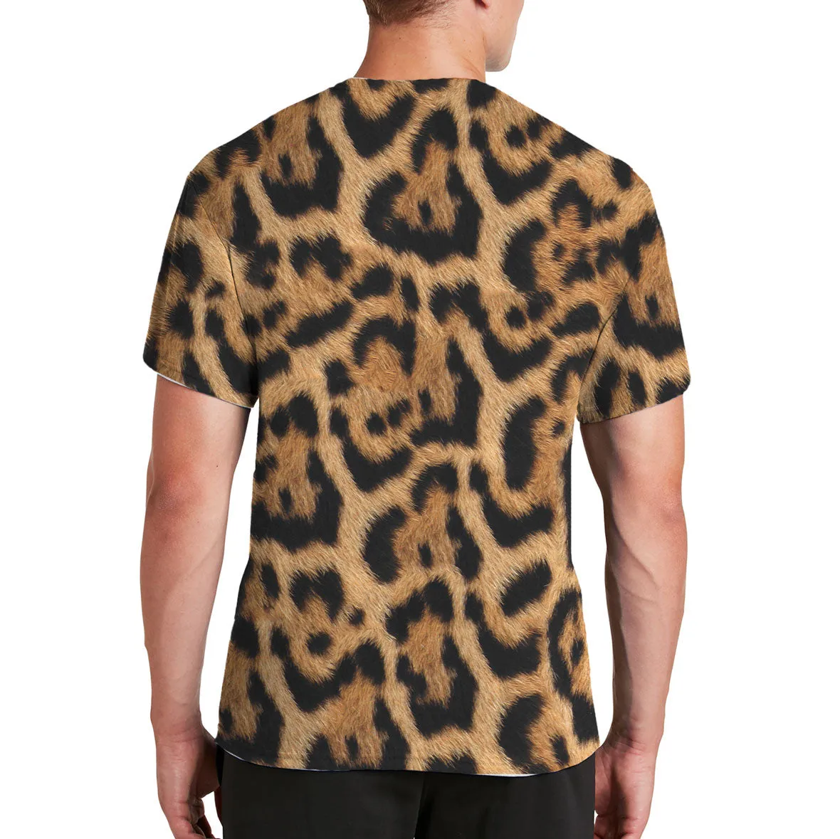 Halloween Costume Leopard Pattern All Over Mens Costume T Shirt with Leopard Ears Headband