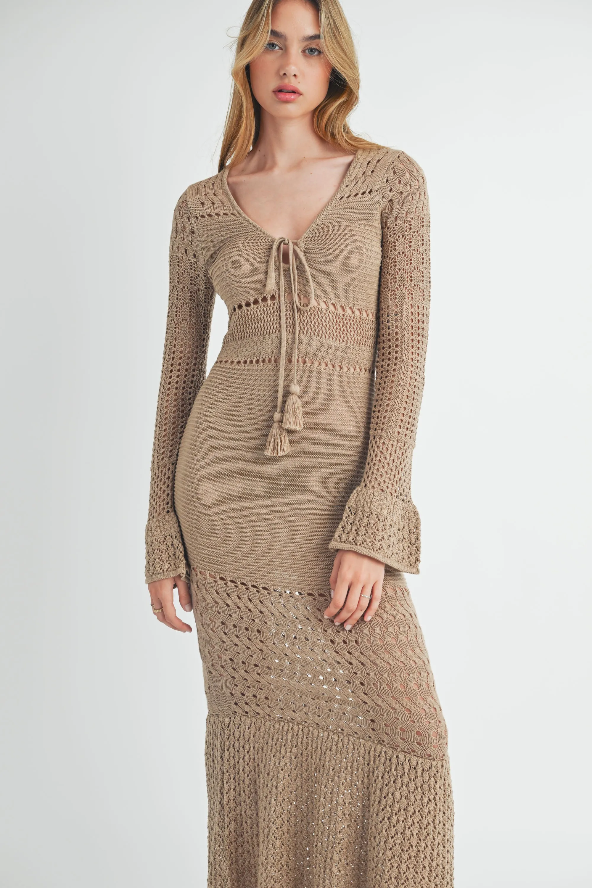 KAELANI KNIT CROCHET MAXI DRESS