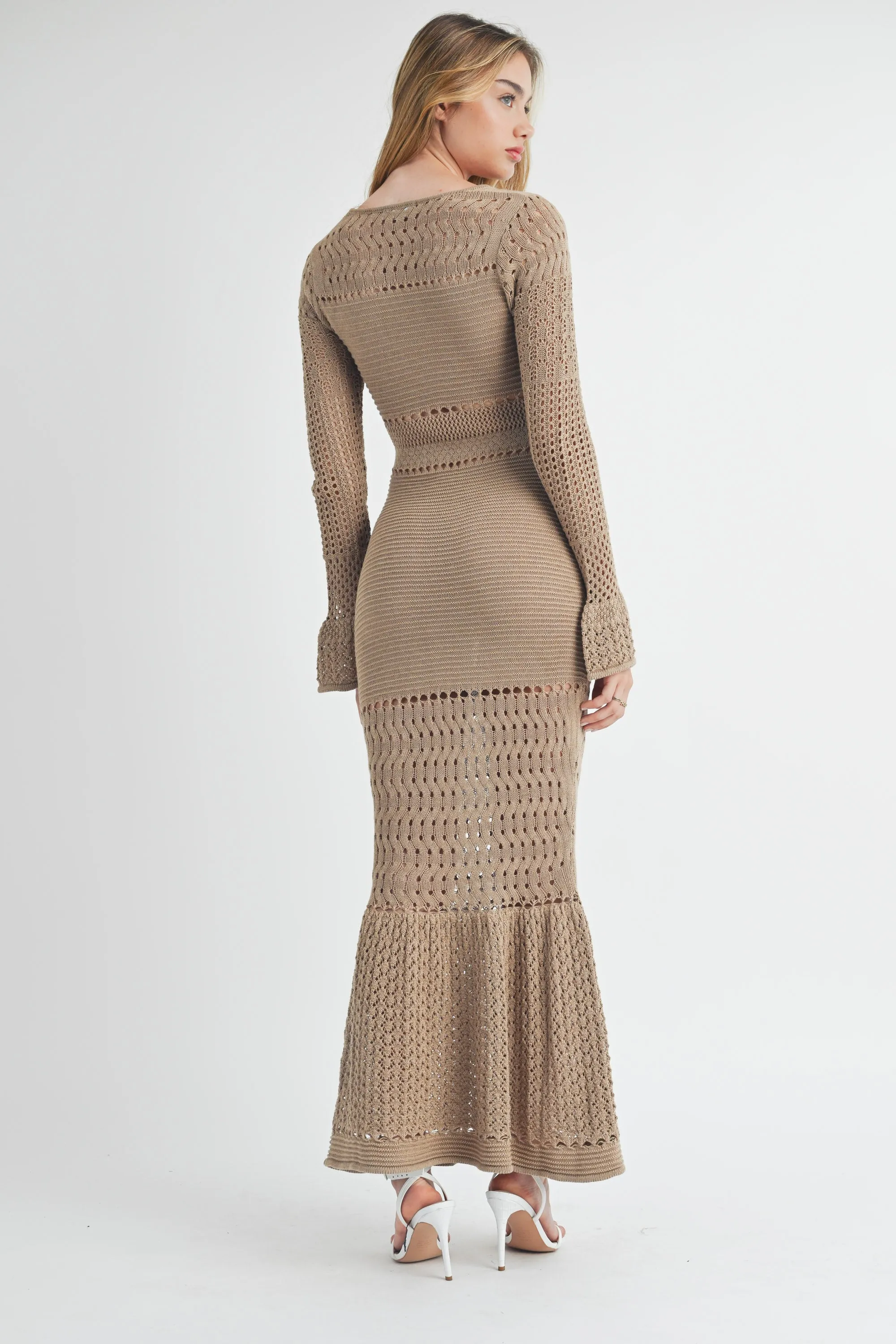 KAELANI KNIT CROCHET MAXI DRESS