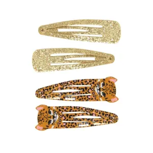 Leopard & Glitter Snapclip Set Of 4