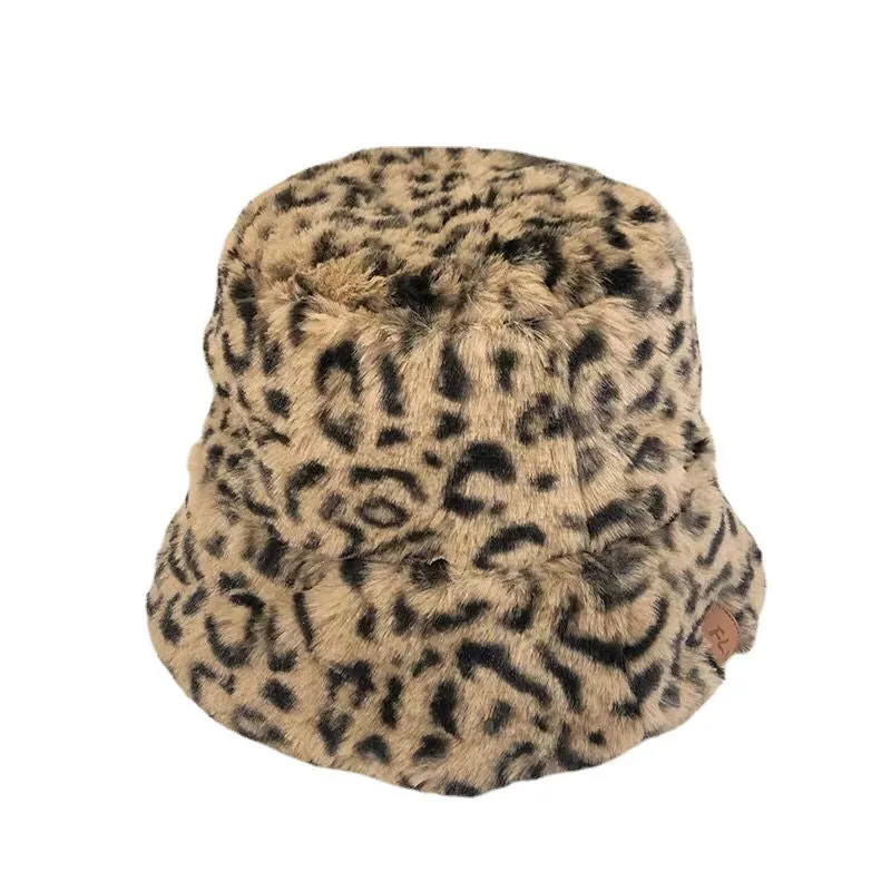 Leopard Fur Hat Autumn and Winter Fisherman Hat