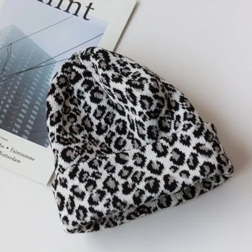 Leopard Fur Hat Autumn Winter Retro Knitted Hat