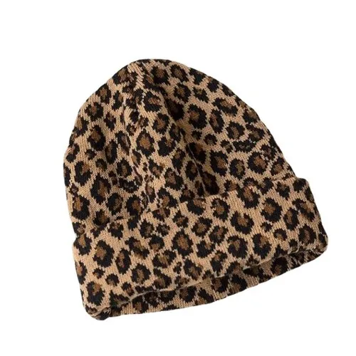 Leopard Fur Hat Autumn Winter Retro Knitted Hat