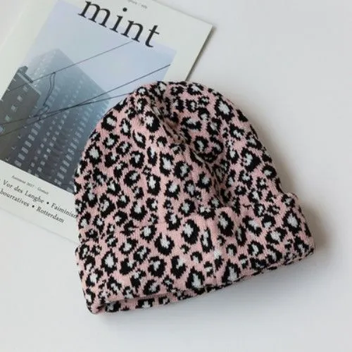 Leopard Fur Hat Autumn Winter Retro Knitted Hat