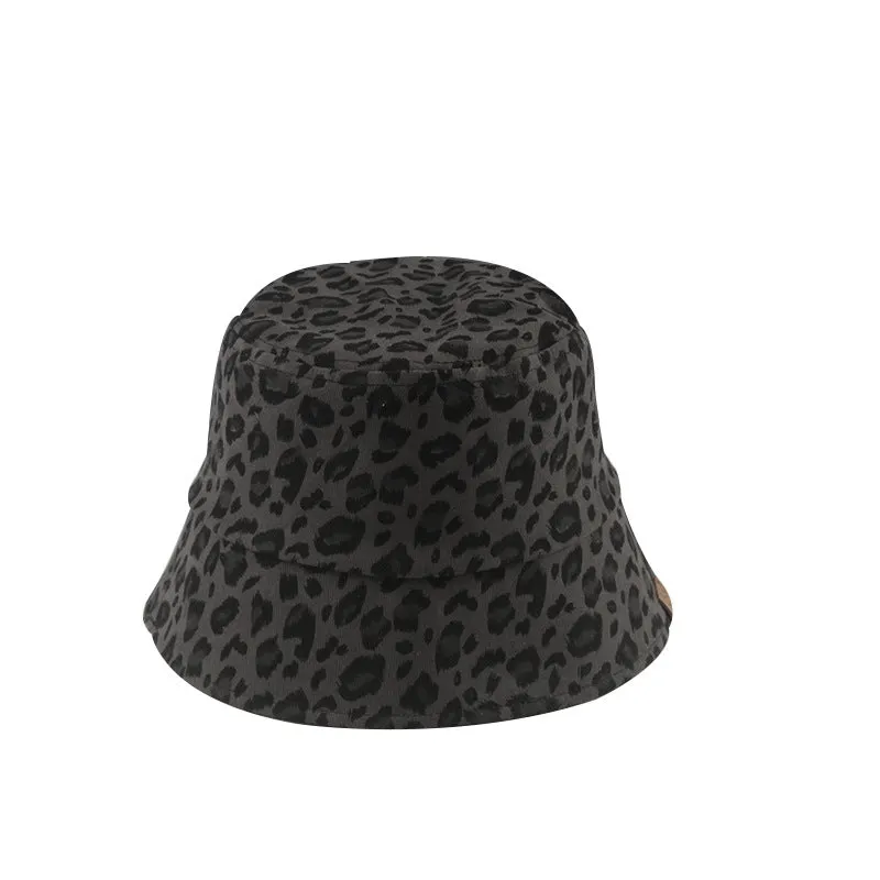 Leopard Fur Hat Bucket Hat Female Summer Sun Protection Sun Hat