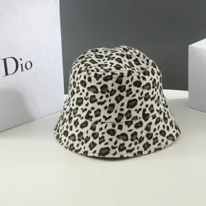 Leopard Fur Hat Bucket Hat Female Summer Sun Protection Sun Hat