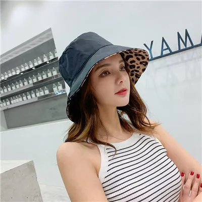 Leopard Fur Hat   Bucket Hat