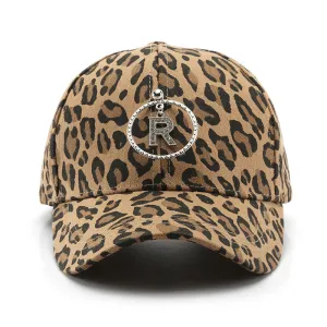 Leopard Fur Hat Leopard Print Curved Brim Baseball Cap