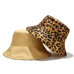 Leopard Fur Hat Sun Hat Retro Bucket Hat