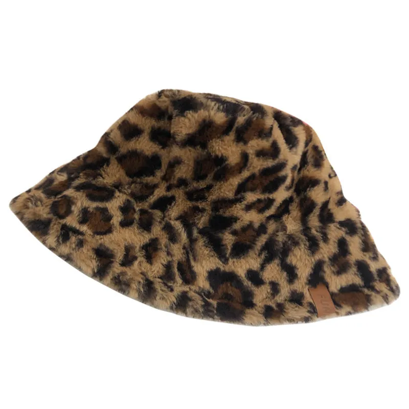 Leopard Fur Hat Vintage Leopard Print Bucket Hat