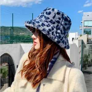 Leopard Fur Hat Warm Fisherman Hat